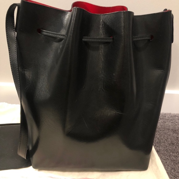 Mansur Gabriel Large Bucket Bag in Black/Flamma - Picture 10 of 12